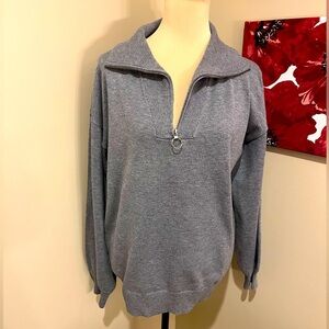 ANRABESS Oversized Quarter Zip Sweater, circle pull, size L